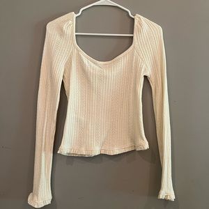 Mango Ruffled Pointelle sweater small